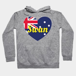 Swan WA Australia Australian Flag Heart. Hoodie